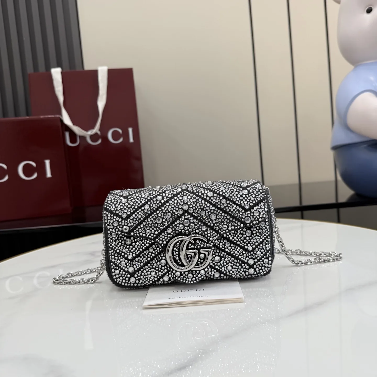 Gucci Grey Marmont GG Supreme Canvas Crossbody Bag product photo from LabelPicks