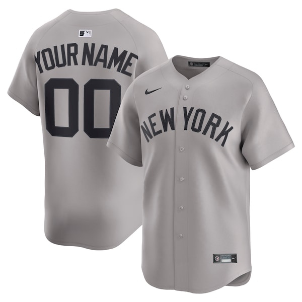 New York Yankees Nike Away Limited Custom Jersey - Gray/White