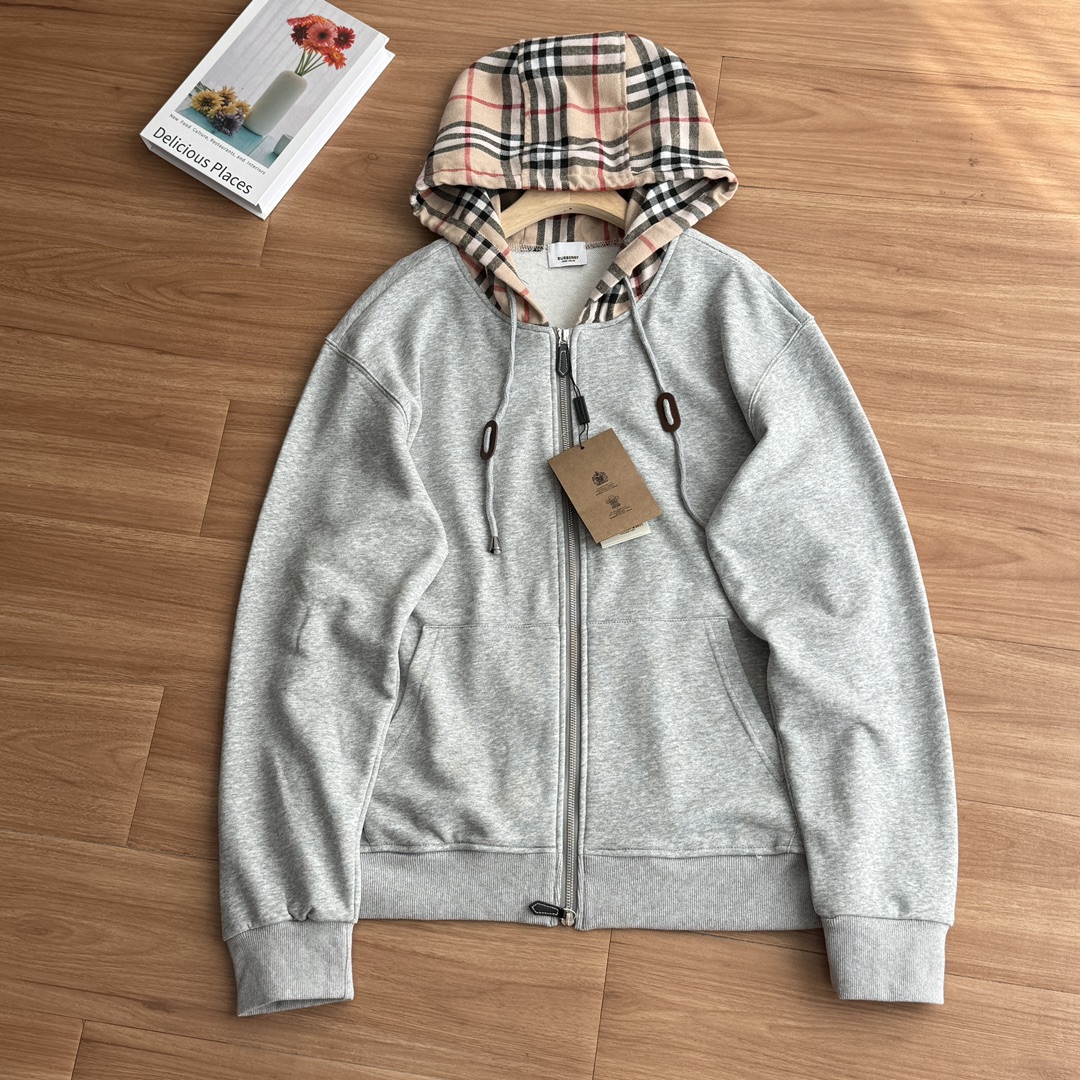 0918 New Unisex Plaid Cotton Blend Zip-Up Hoodie Jacket