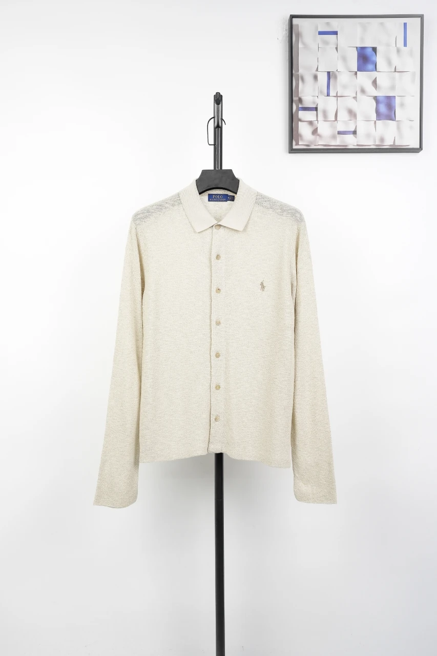 Ralph Lauren Off White Pony Embroidered Knit Long Sleeve Shirt product photo from LabelPicks