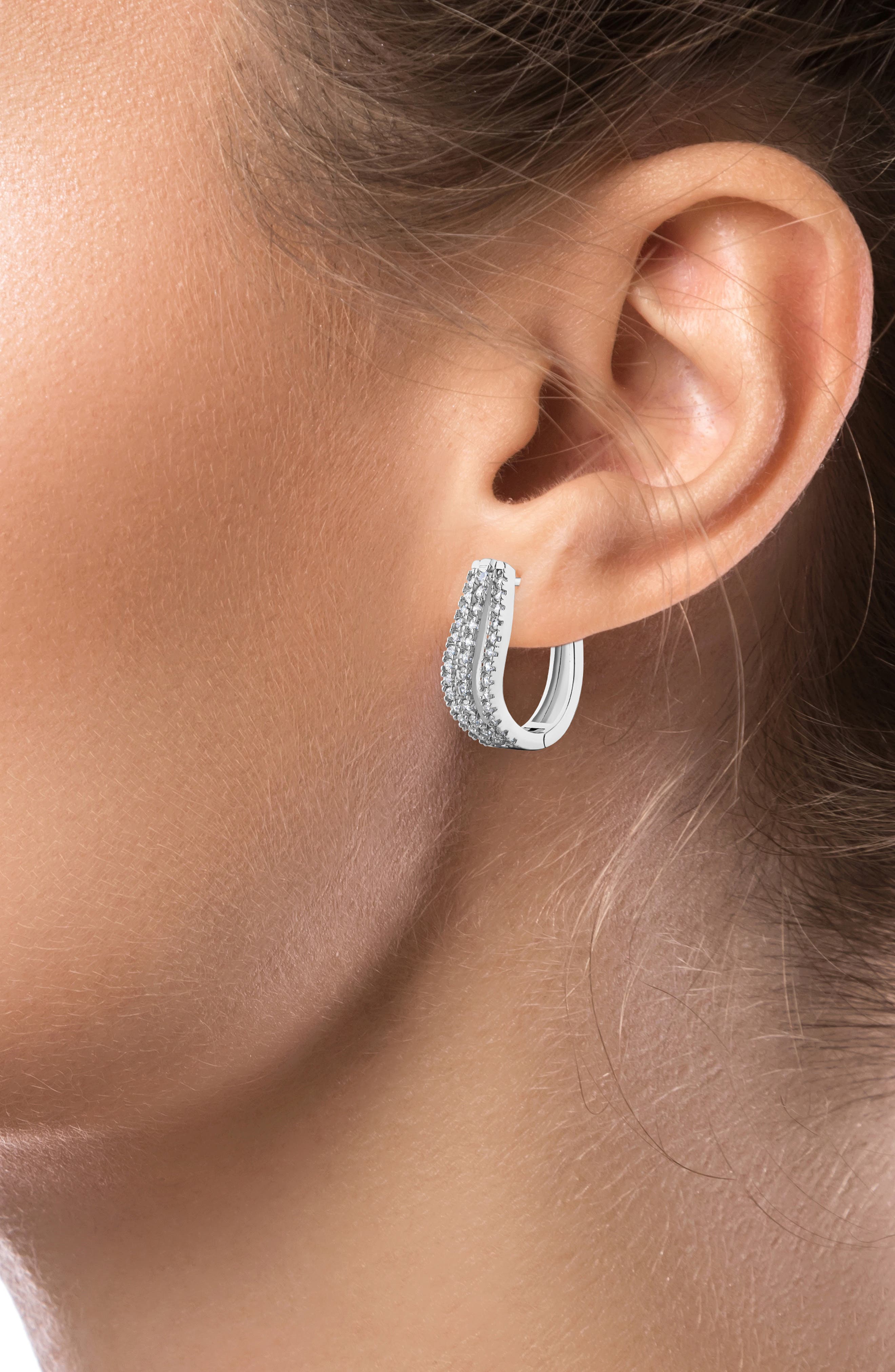 CZ by Kenneth Jay Lane Cubic Zirconia Triple Wave Hoop Earrings