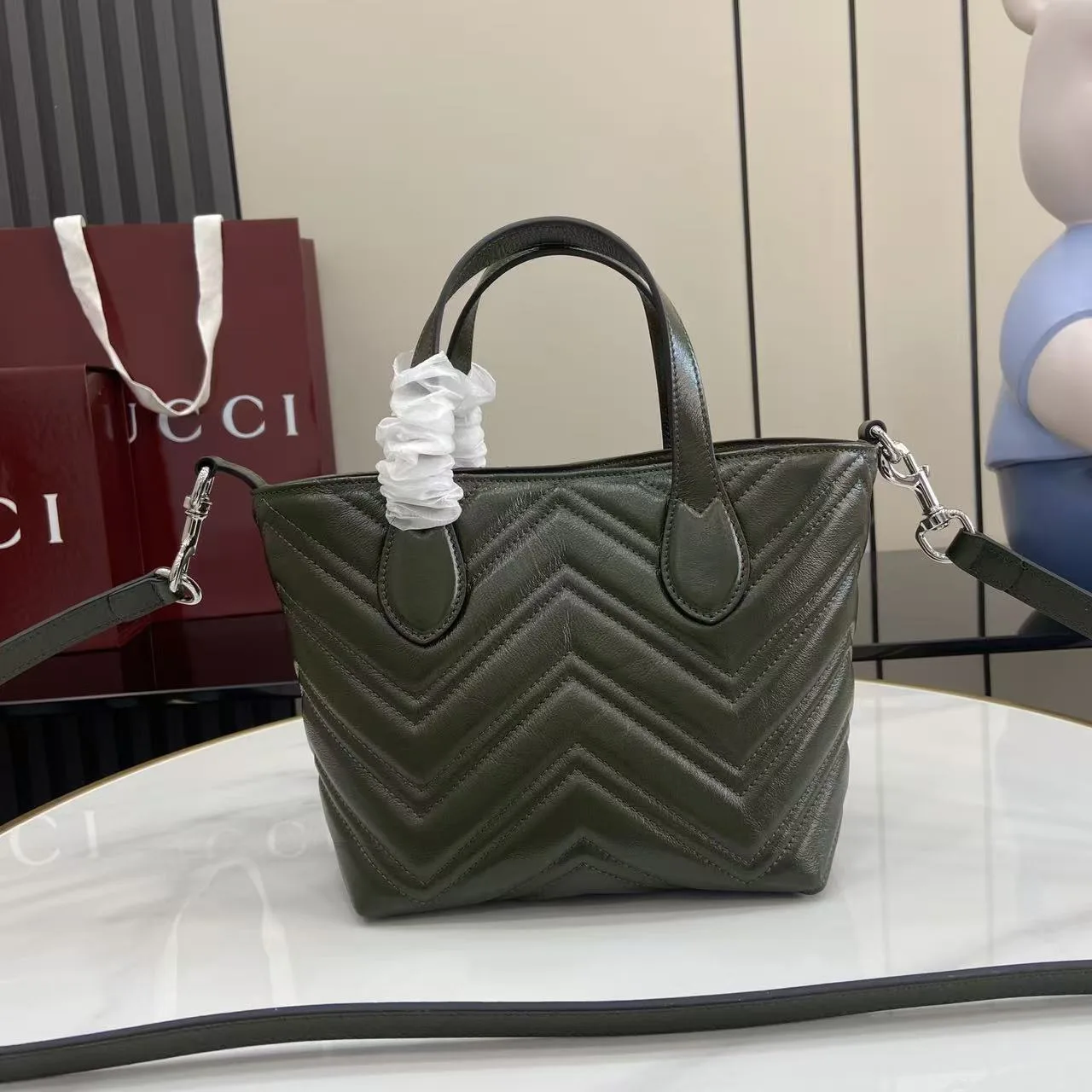 Gucci Green Marmont GG Supreme Canvas Tote Bag product photo from LabelPicks