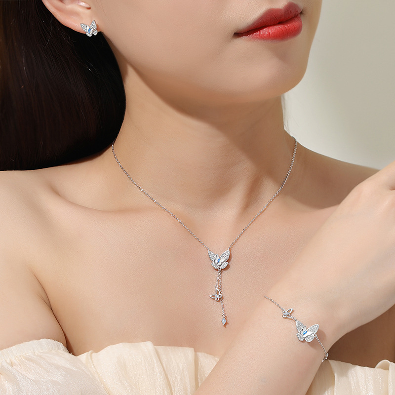 Original butterfly bracelet, niche design, full of diamonds, forest style, summer fresh, ins bracelet, pure silver, elegant jewelry