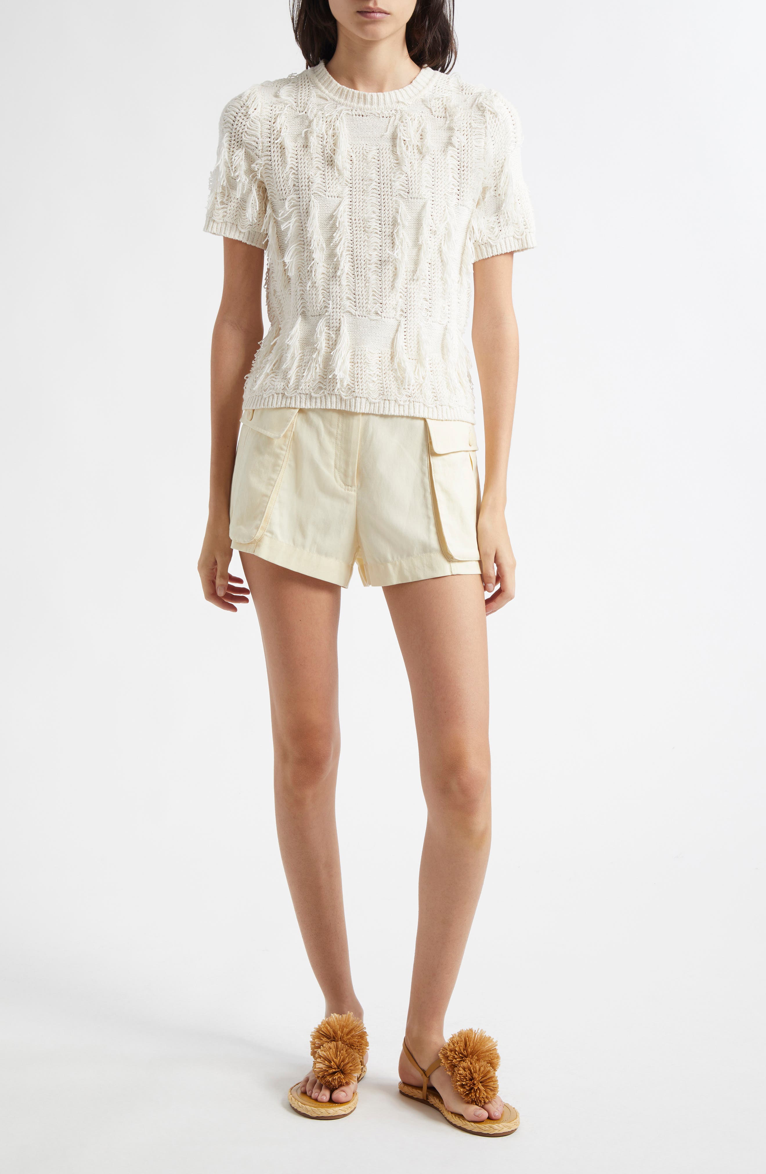 Ulla Johnson Rumi Fringe Cotton Blend Sweater