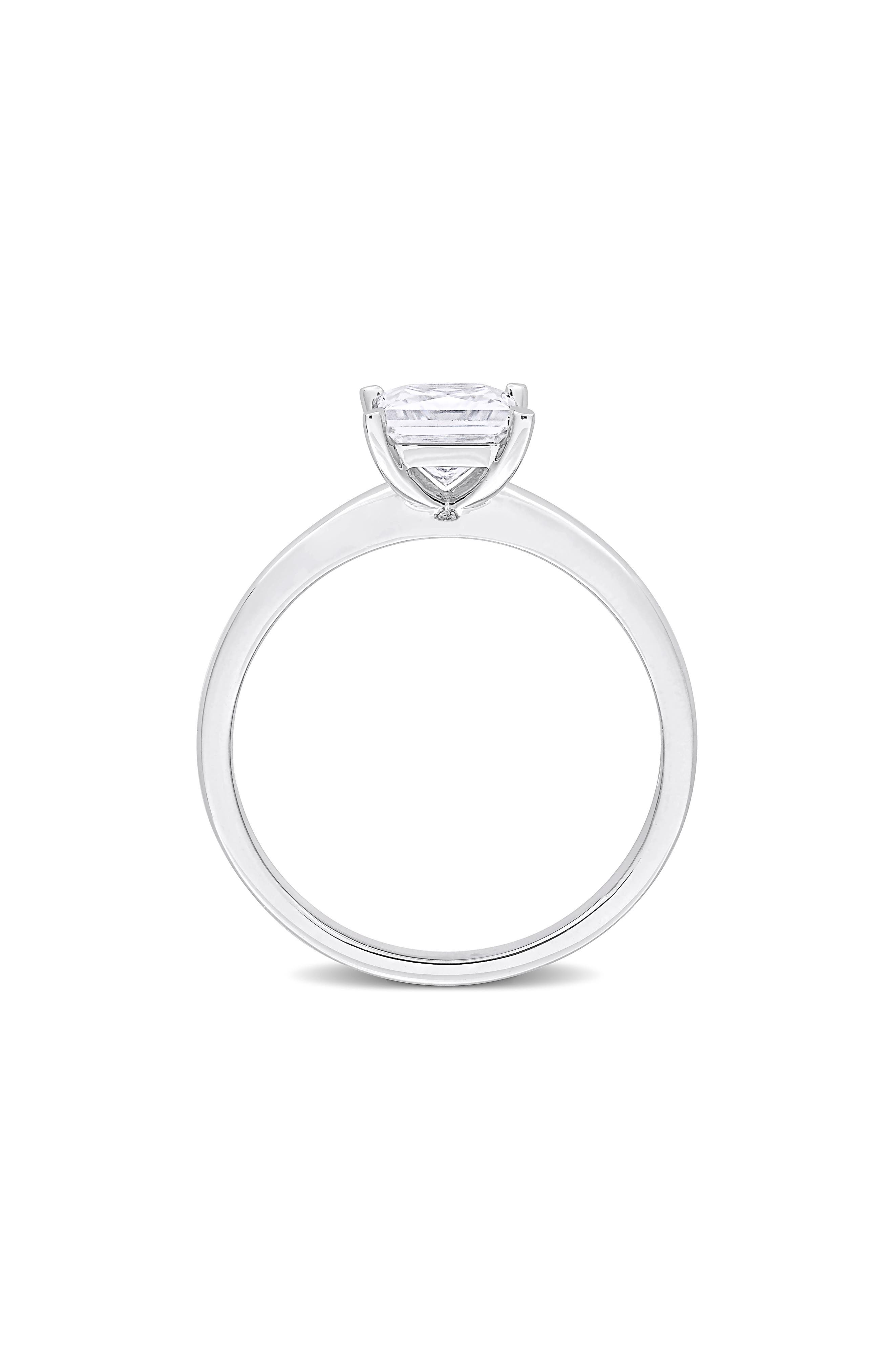 DELMAR Sterling Silver Princess Cut Moissanite Solitaire Ring