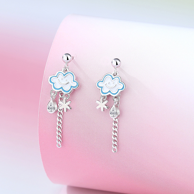 Original dopamine cloud earrings made of 925 sterling silver, featuring a cute and unique design, perfect for summer and as a fresh accessory