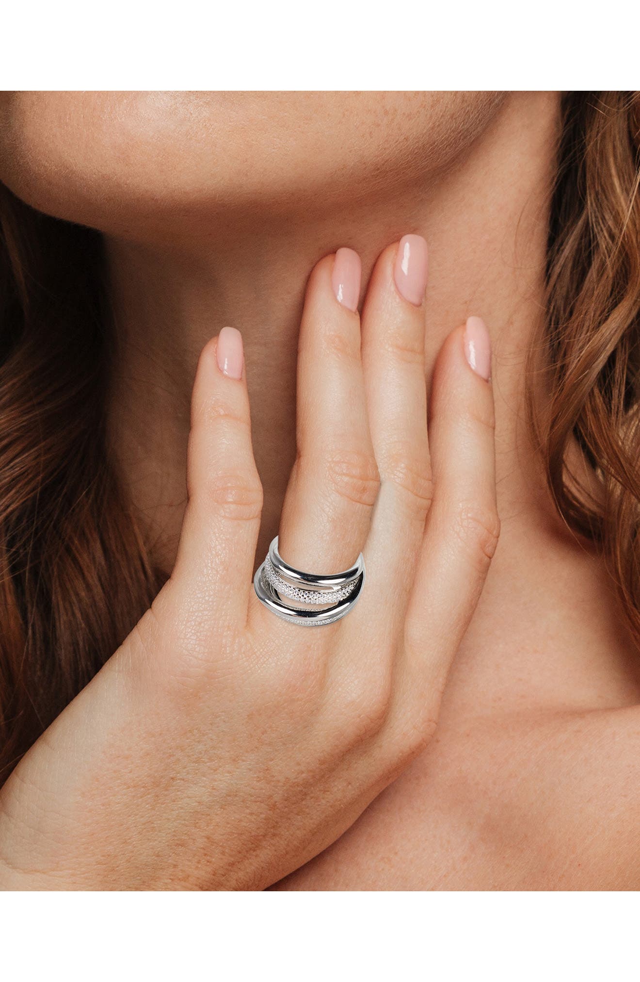 CZ by Kenneth Jay Lane Pave CZ Multi-Row Criss-Cross Band Ring