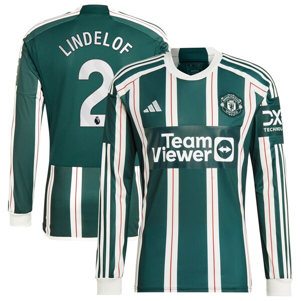 Victor Lindelof Manchester United adidas 2023/24 Away Long Sleeve Replica Player Jersey - Green