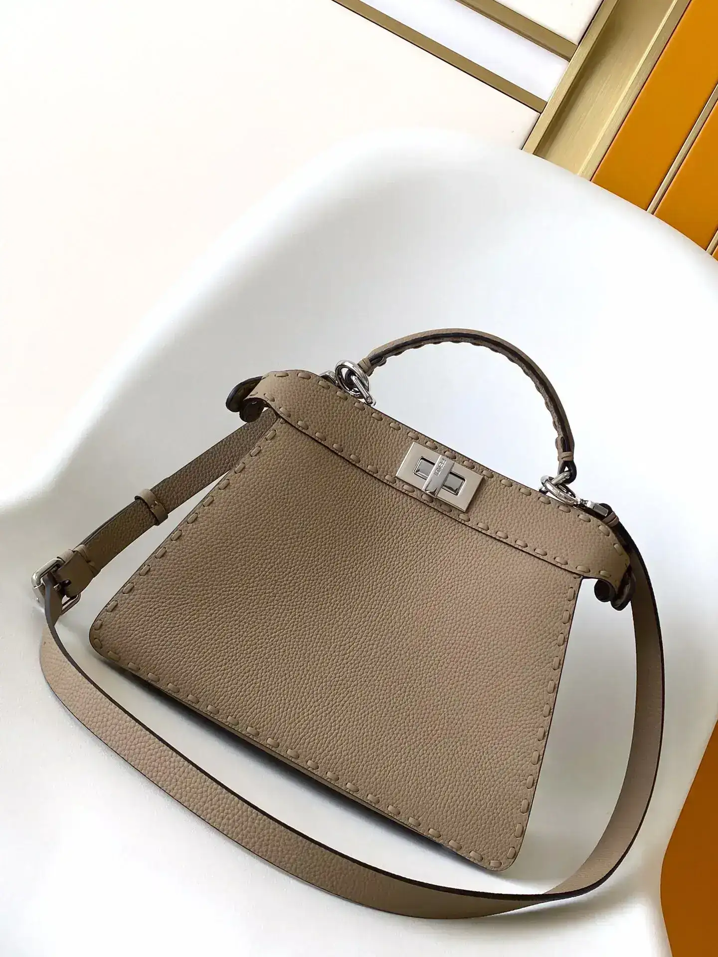 Fendi Peekaboo Grey Calfskin Top Handle Bag product photo from LabelPicks