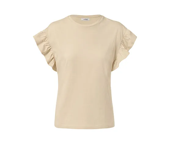 Shirt mit Volant, sandfarben