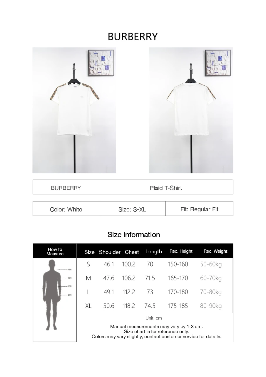 Burberry White Check Shoulder Equestrian Knight Cotton T-Shirt product photo from LabelPicks