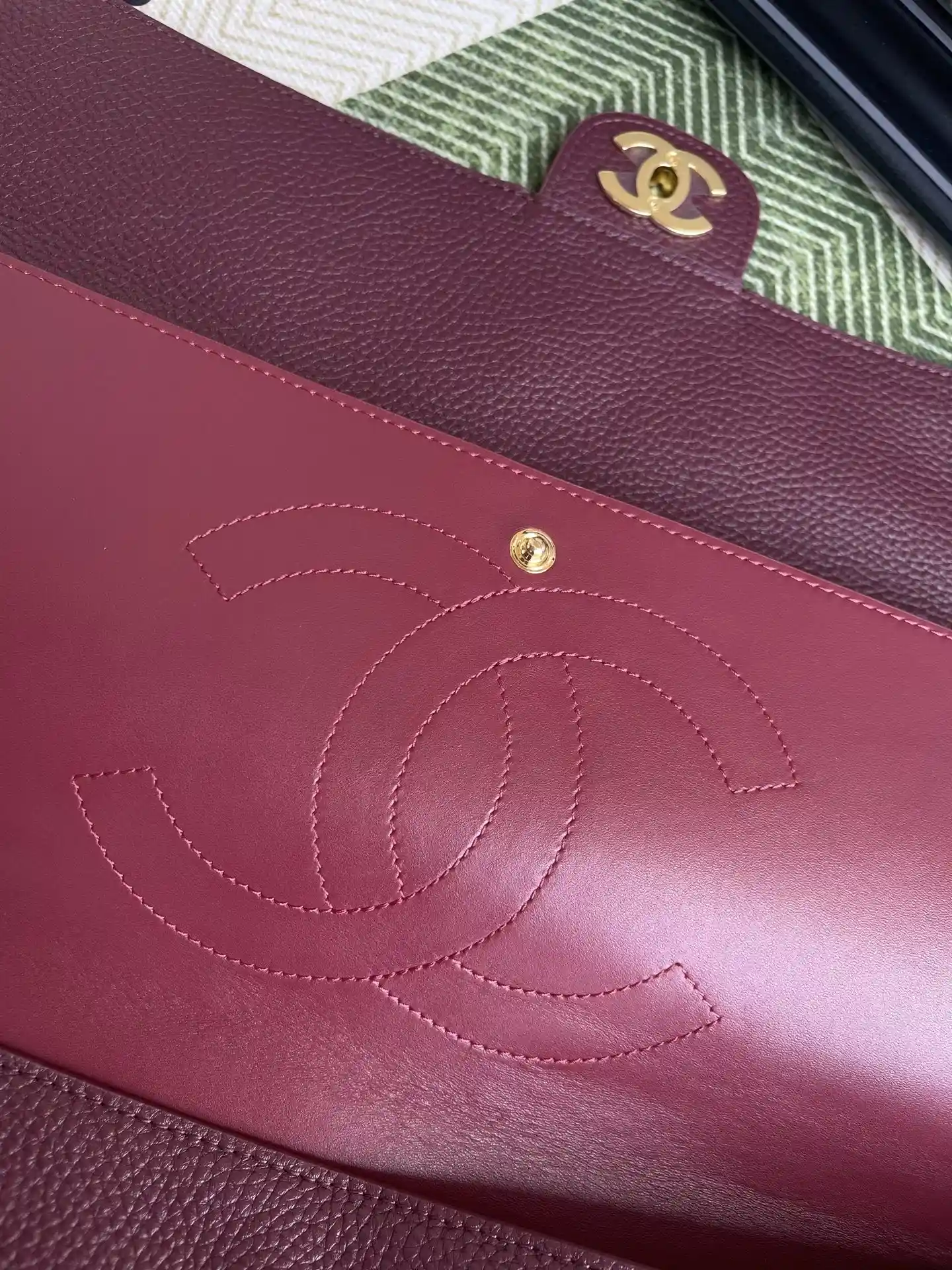 Chanel Classic Flap Burgundy Grained Leather Top Handle Bag product photo from LabelPicks