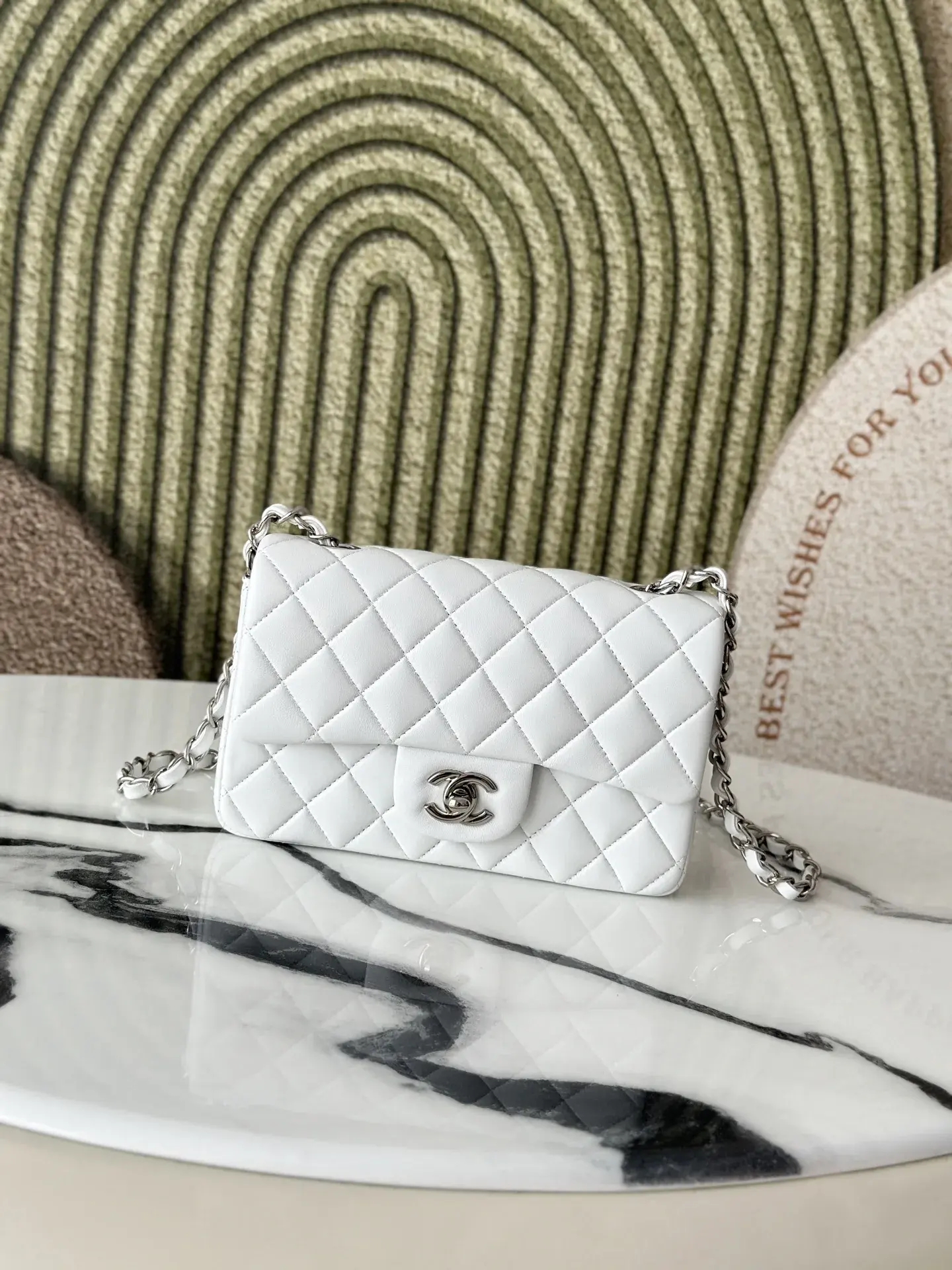 Chanel White Classic Flap Lambskin Shoulder Bag product photo from LabelPicks