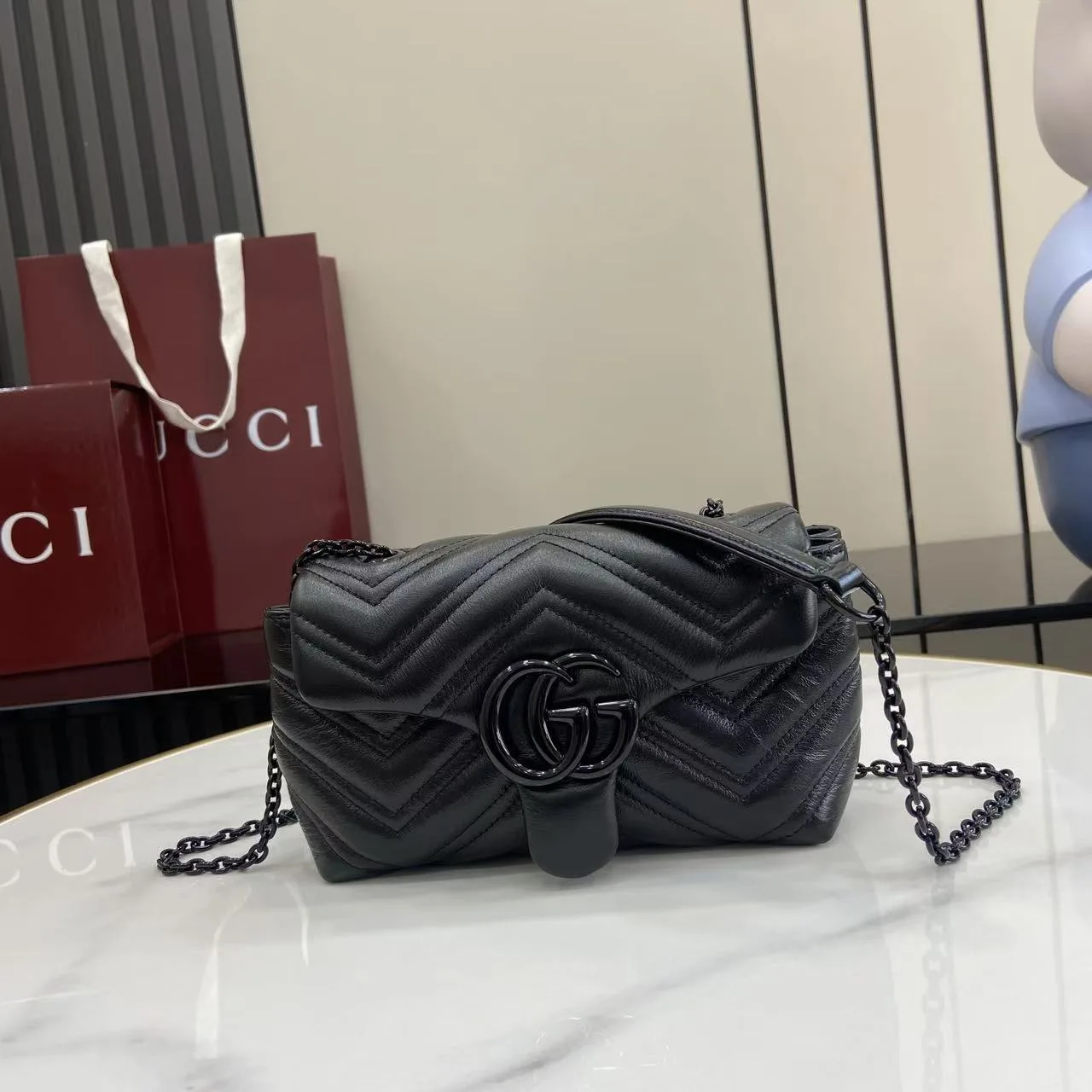 Gucci Black Marmont GG Supreme Canvas Crossbody Bag product photo from LabelPicks