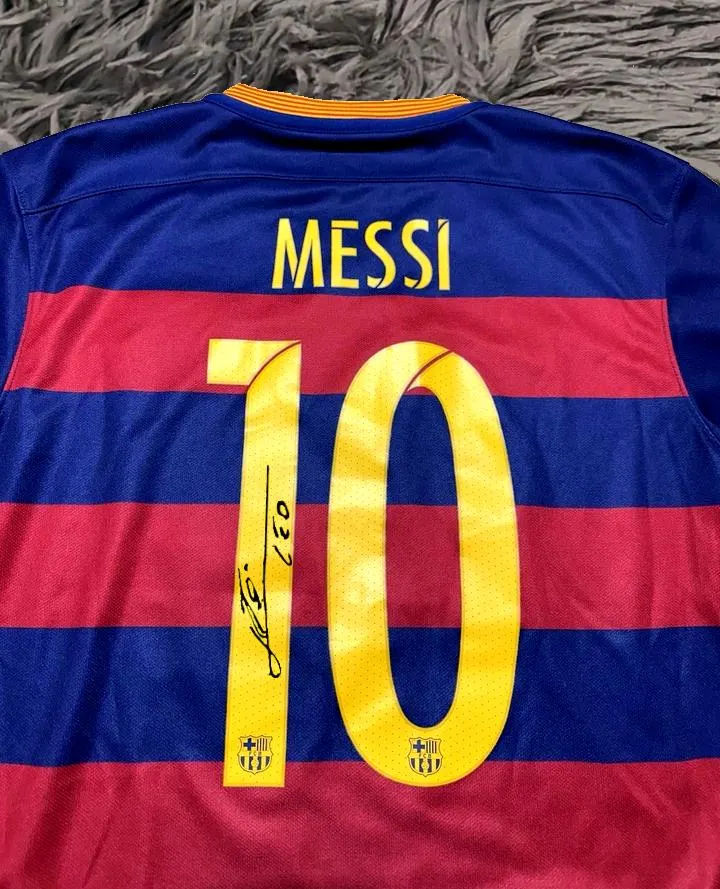 Lionel Messi SIGNED Barcelona 15/16 Home Jersey/Shirt - COA - Retro 2015