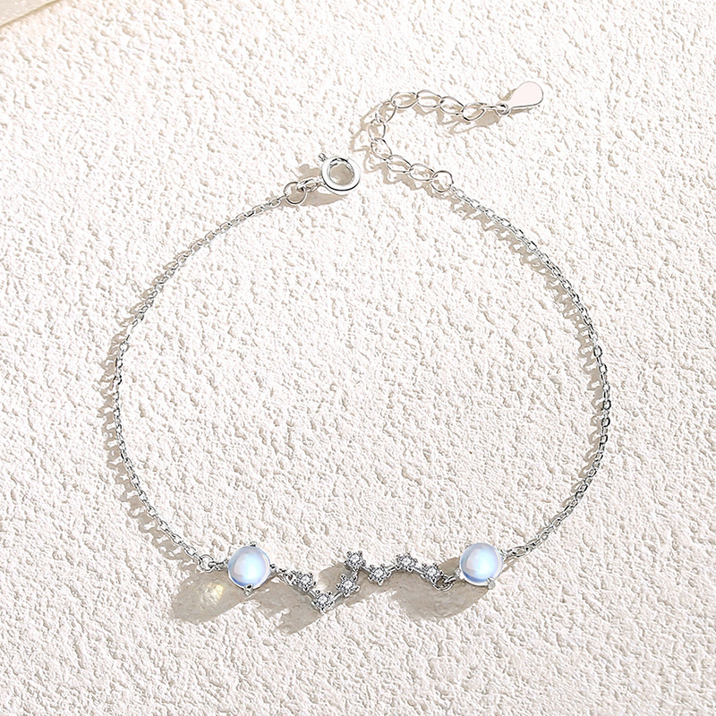 New Big Dipper bracelet, women’s sterling silver, Korean-style, Instagram-inspired design, moonstone bracelet, minimalist, forest-themed, perfect as a gift for best friends