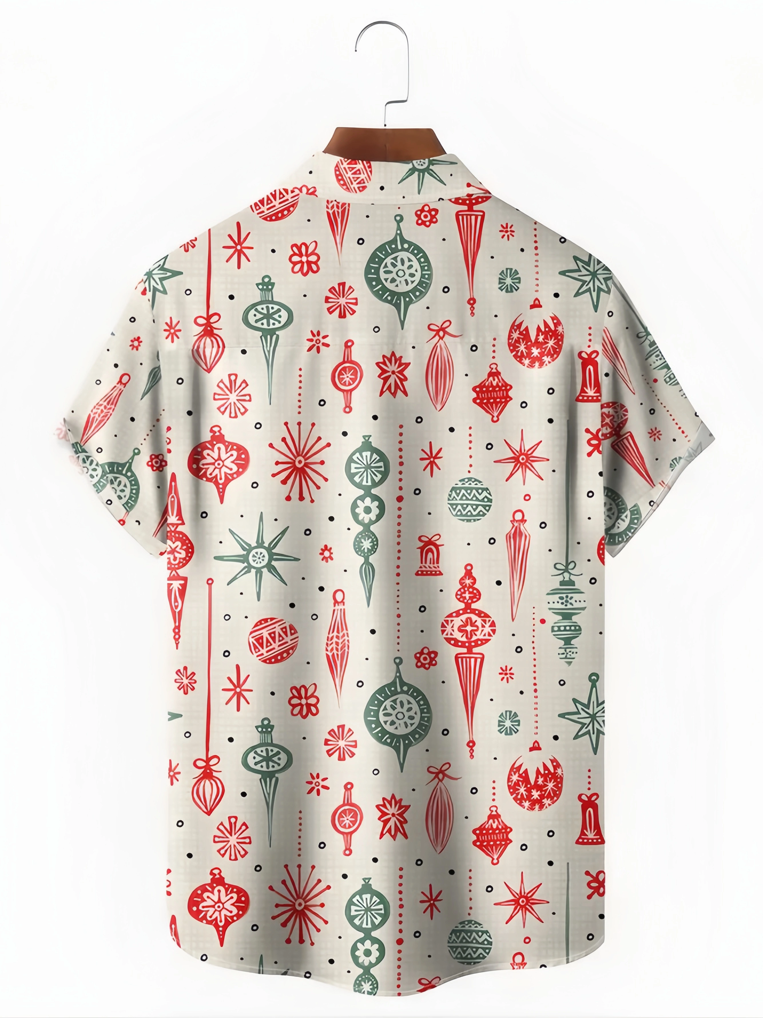 Christmas Decorated Chest Pocket Short Sleeve Casual Shirt