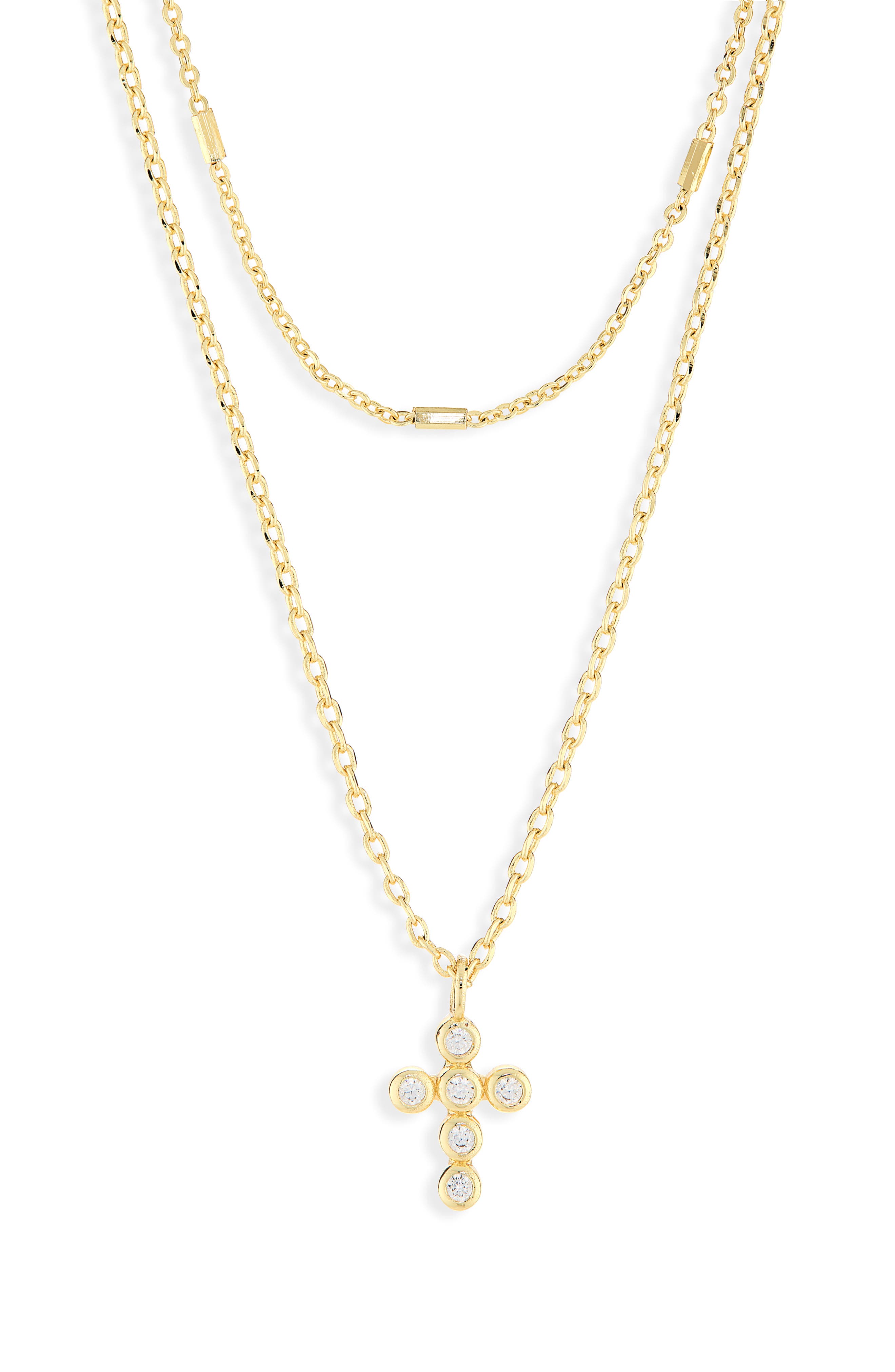 ARGENTO VIVO Layered Mini Cross Pendant Necklace
