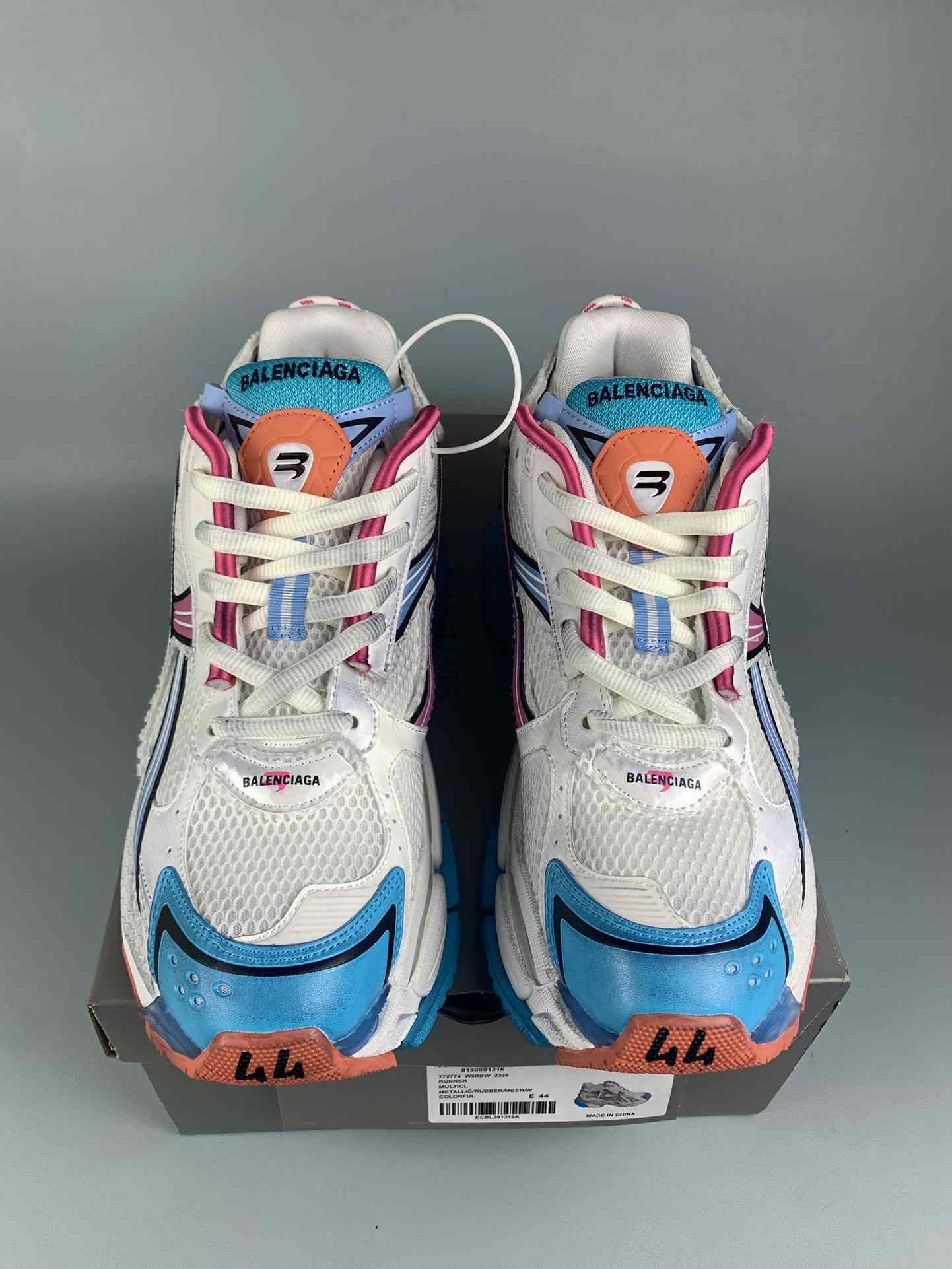 Runner Sneaker in White/Yellow/Pink/Blue
