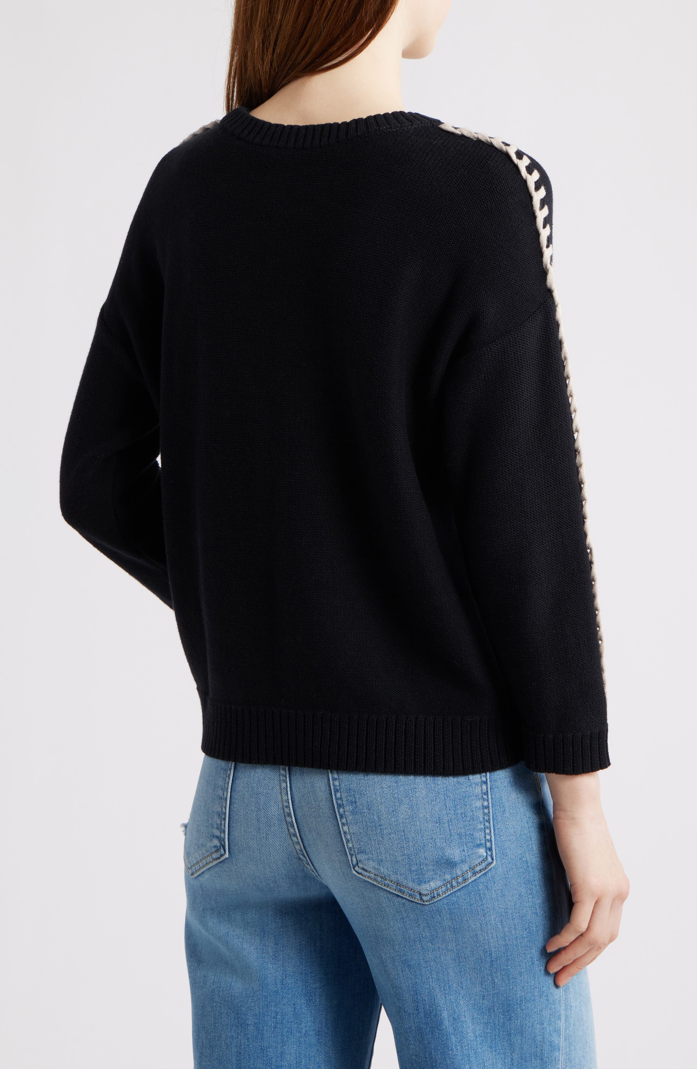 NIC+ZOE Lace Up Relaxed Sweater