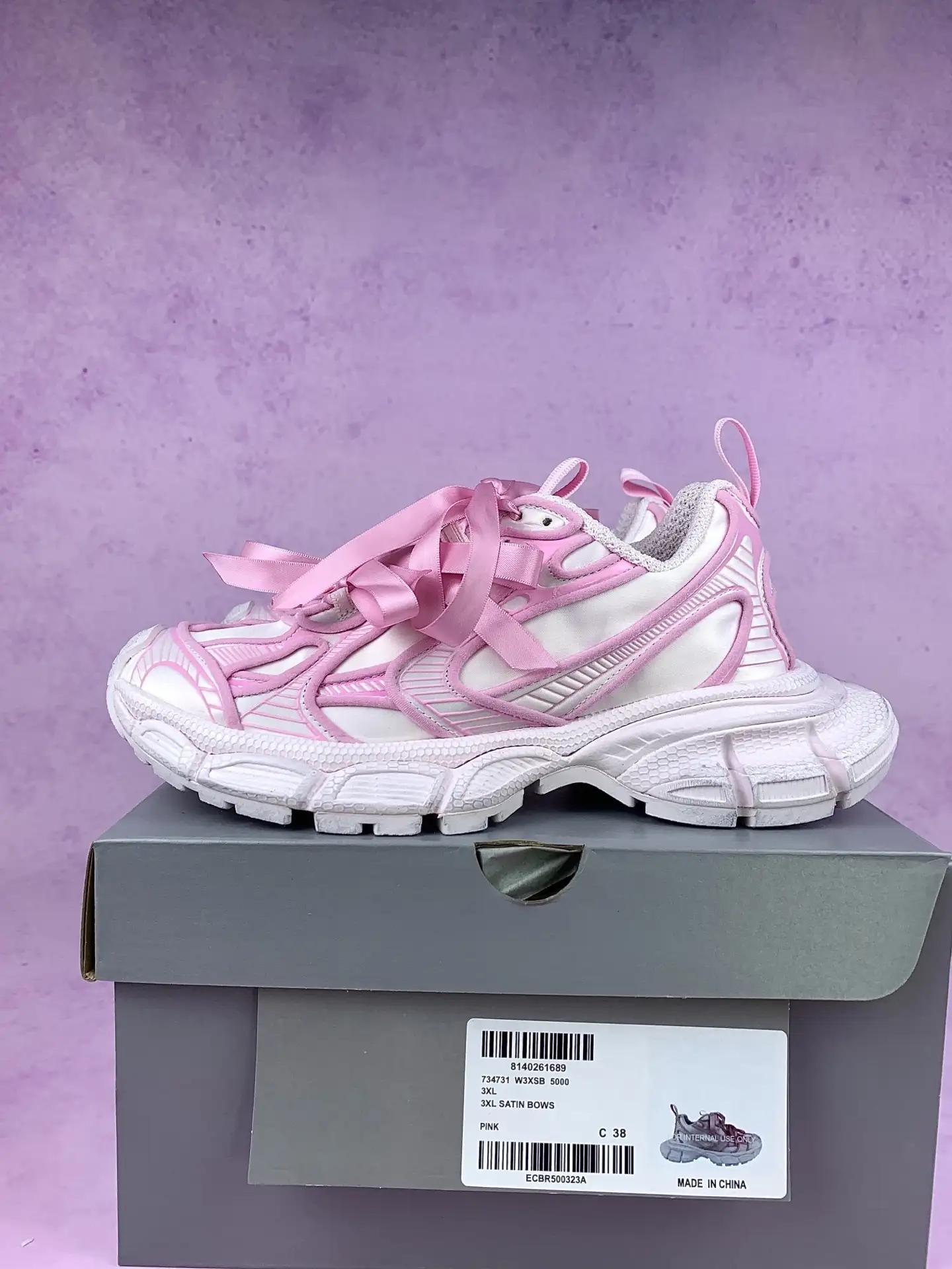 3XL Satin Bow Sneaker in Pink product photo from LabelPicks