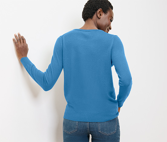 Merino-Feinstrickpullover, hellblau
