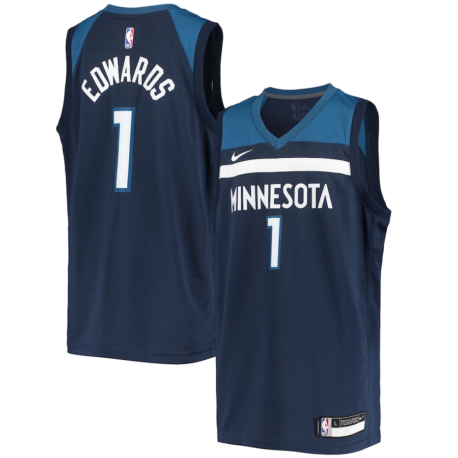 Anthony Edwards Minnesota Timberwolves Nike Youth 2020/21 Swingman Jersey - Icon Edition - Navy