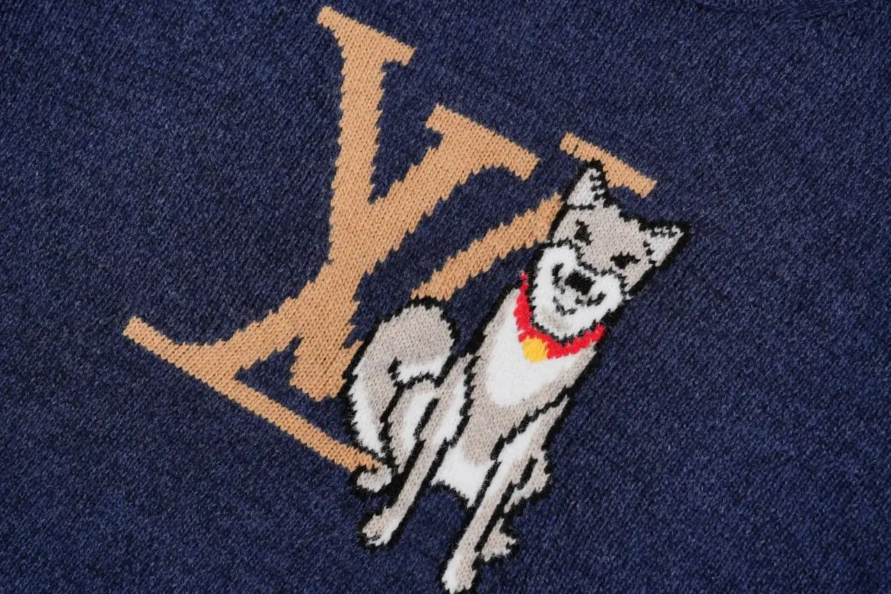 Louis Vuitton Navy Dog Jacquard Crewneck Sweater product photo from LabelPicks