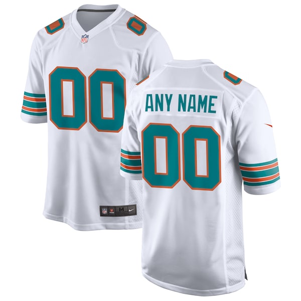 Miami Dolphins Nike Alternate Custom Game Jersey - White/Aqua