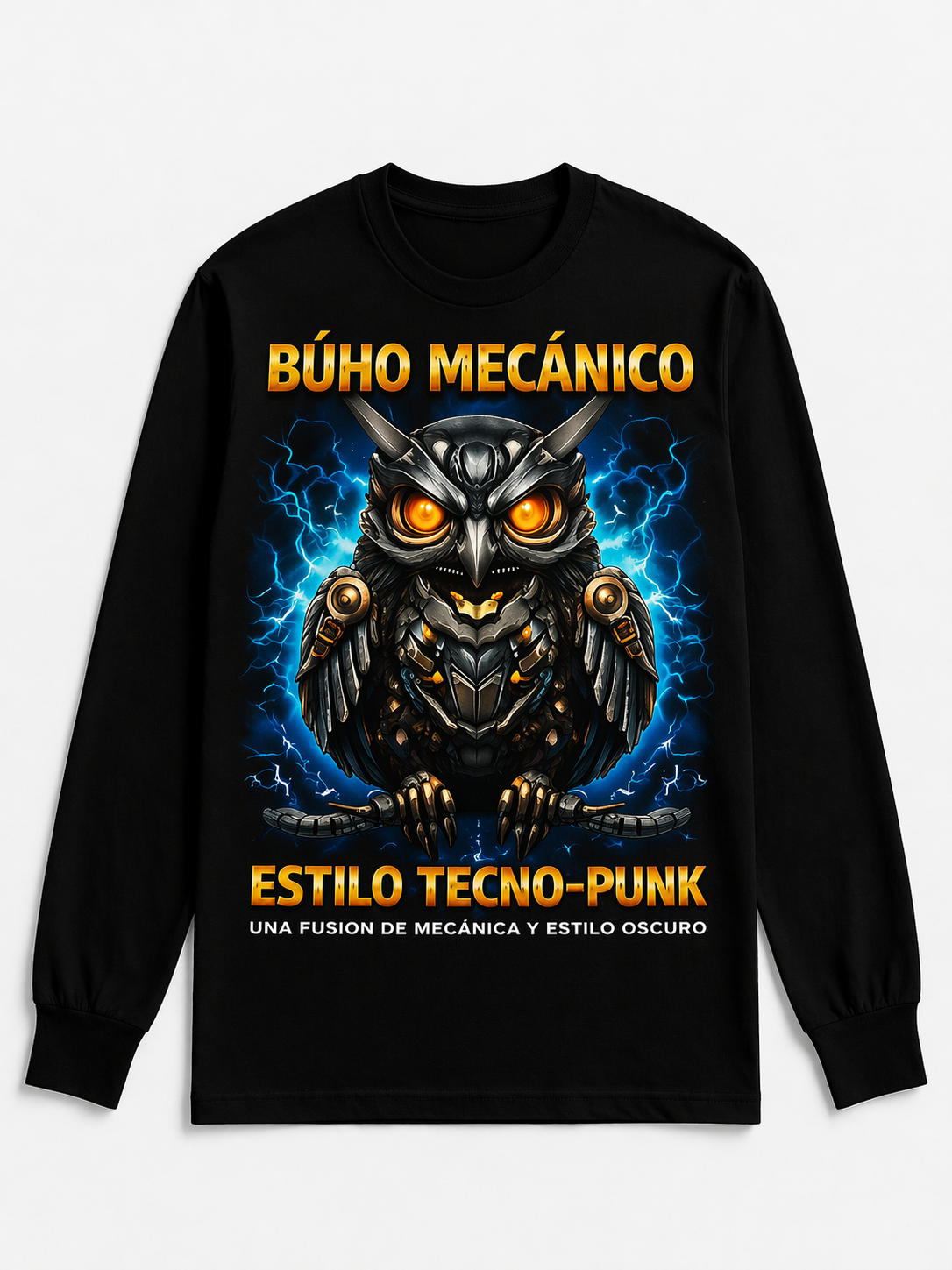 Remera Búho Mecánico – Estilo Tecno-Punk