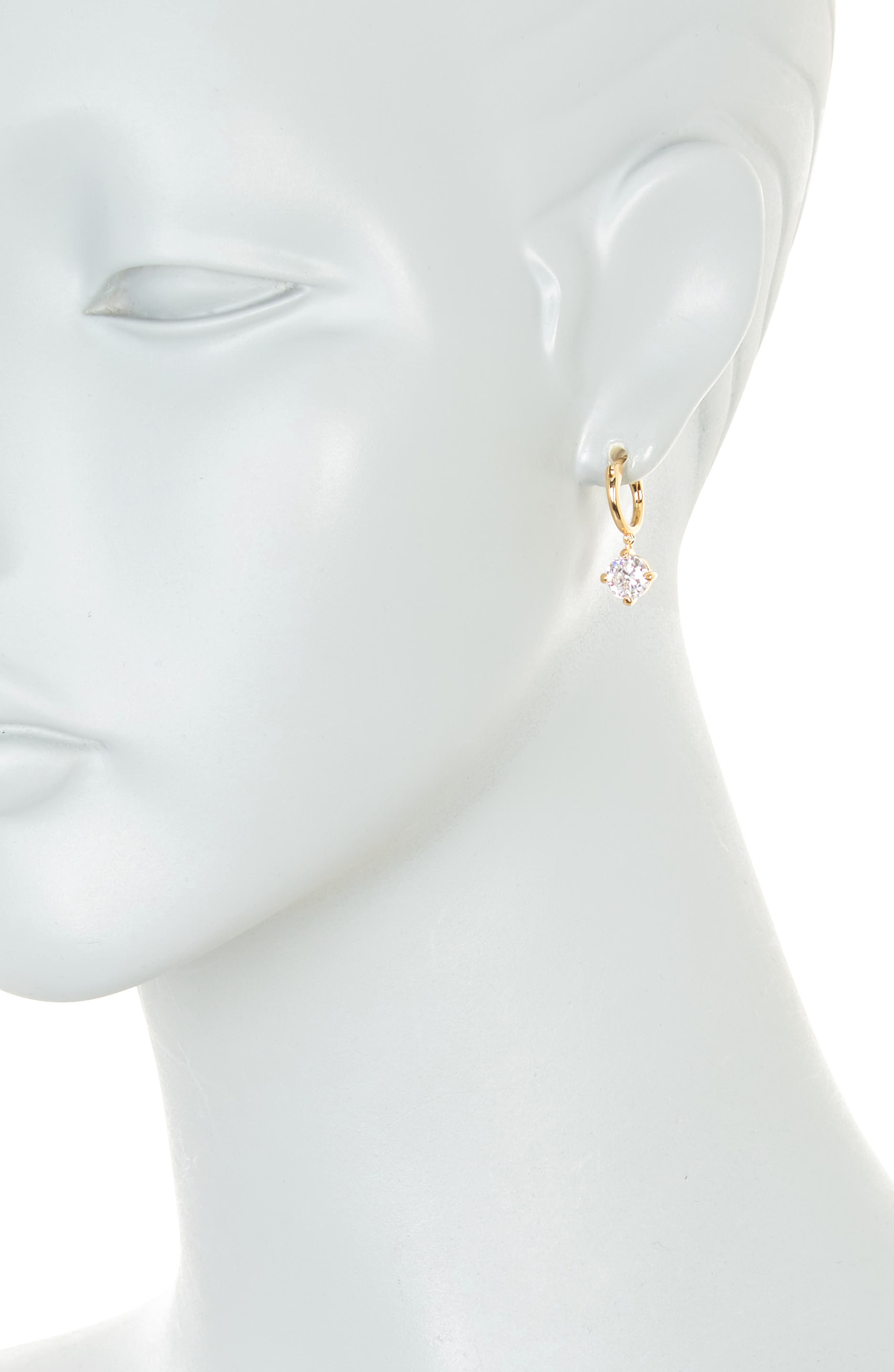 Nadri 18K Gold Plated Round CZ Drop Huggie Hoop Earrings