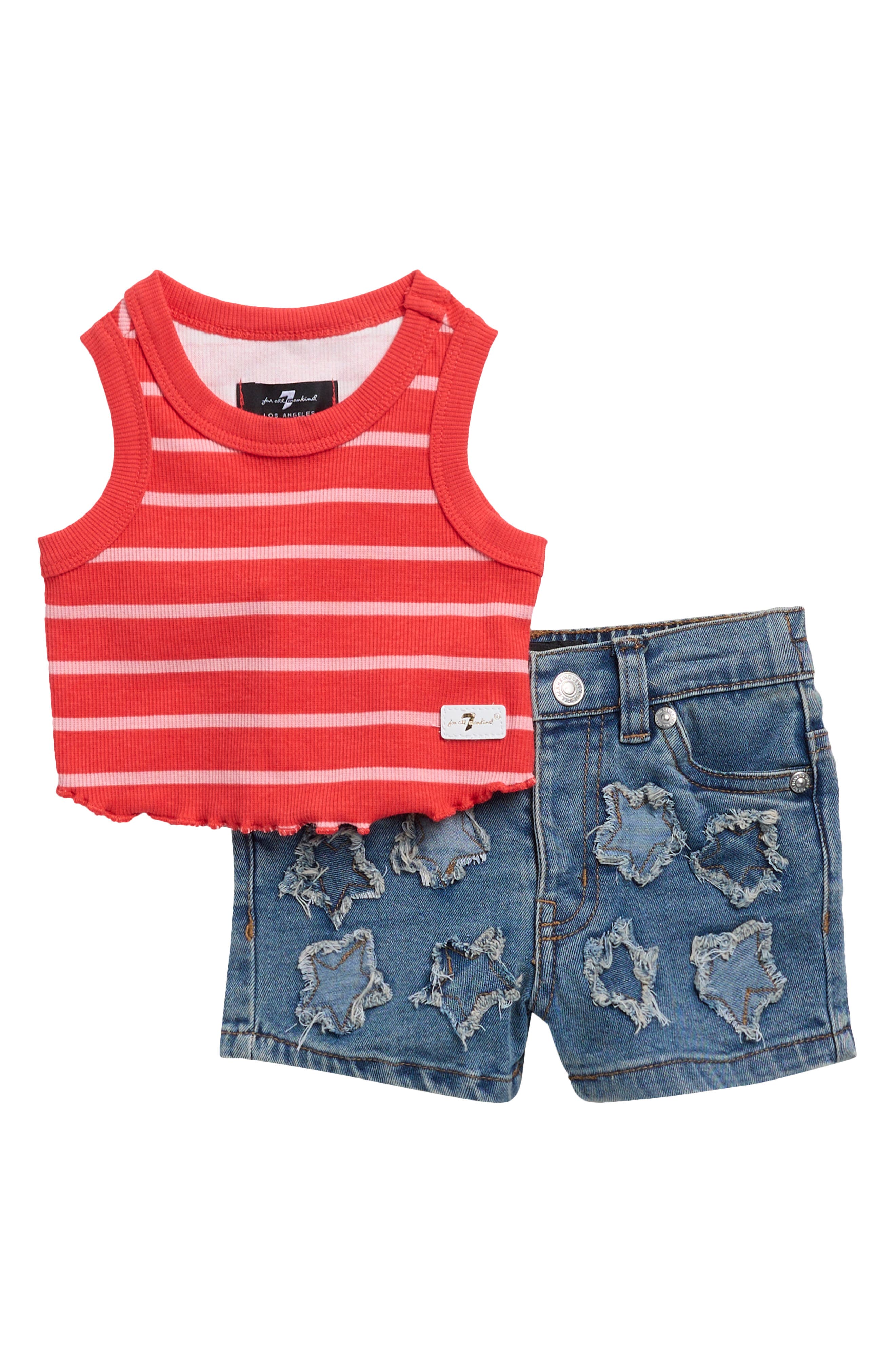 7 For All Mankind Lettuce Edge Tank & Star Appliqué Shorts Set