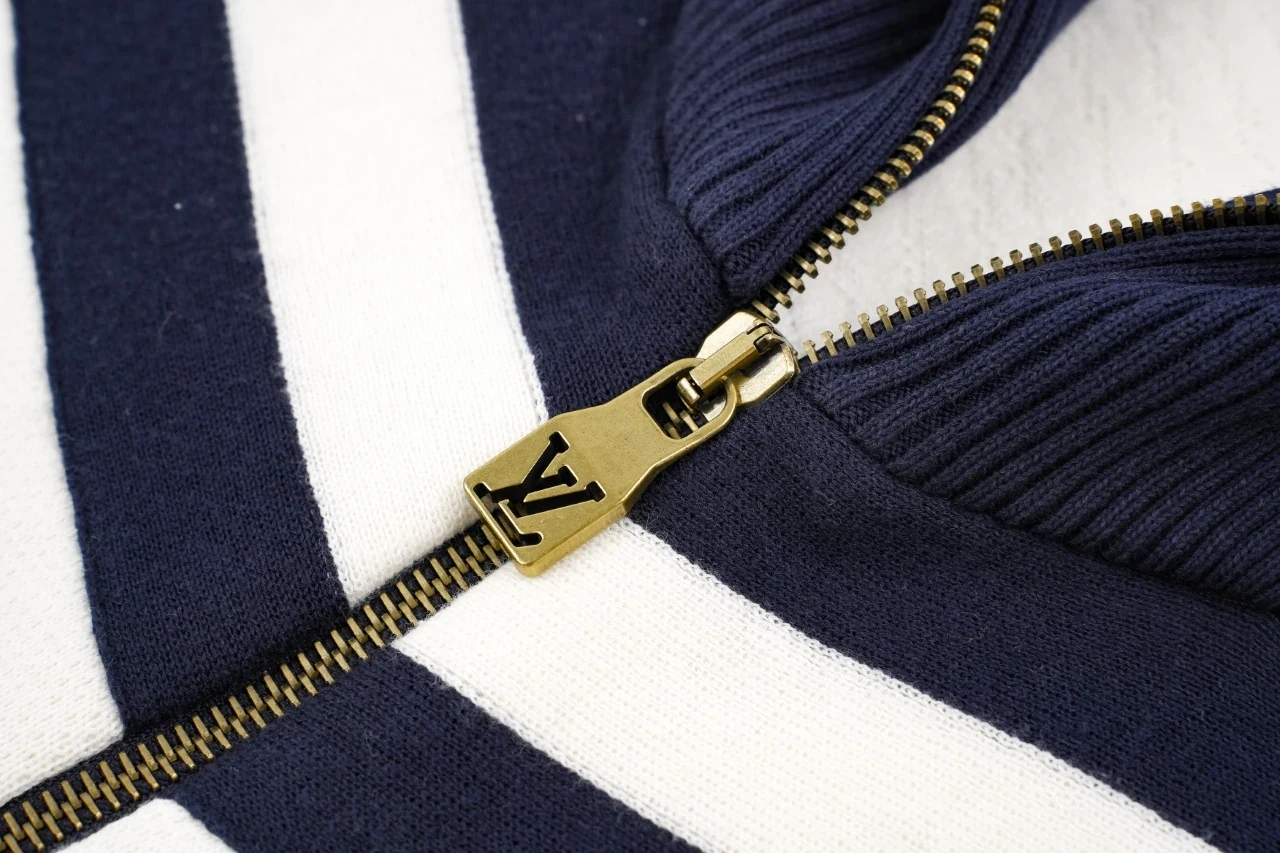 Louis Vuitton Off White Navy Contrast Stand Collar Jacket product photo from LabelPicks