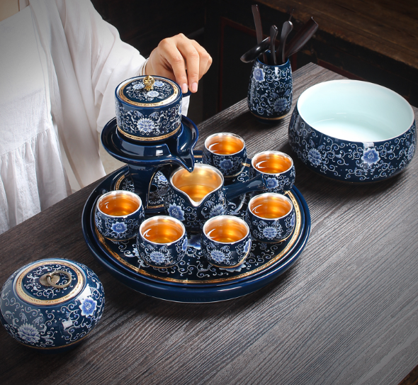 Jingdezhen Jianzhan Inlaid Gilt Silver Handmade Tea Set