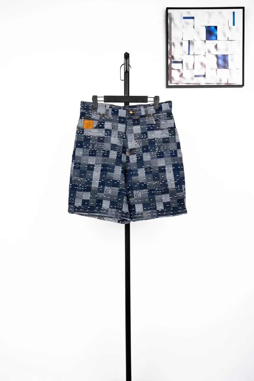 Louis Vuitton Blue Patchwork Damier Denim Shorts product photo from LabelPicks