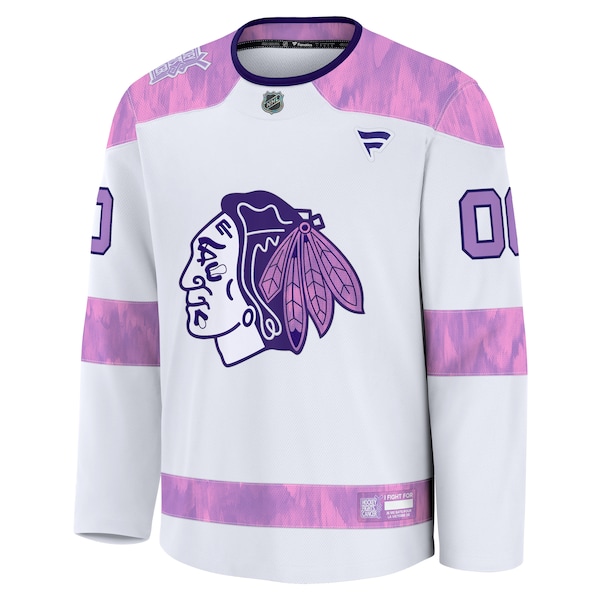 Chicago Blackhawks  2024 Hockey Fights Cancer Custom Practice Jersey - White