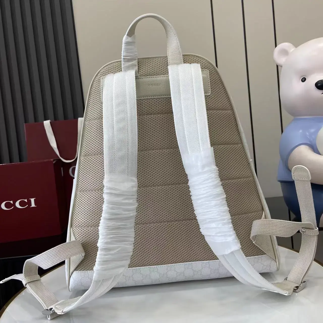 Gucci Ophidia White GG Supreme Canvas Backpack product photo from LabelPicks