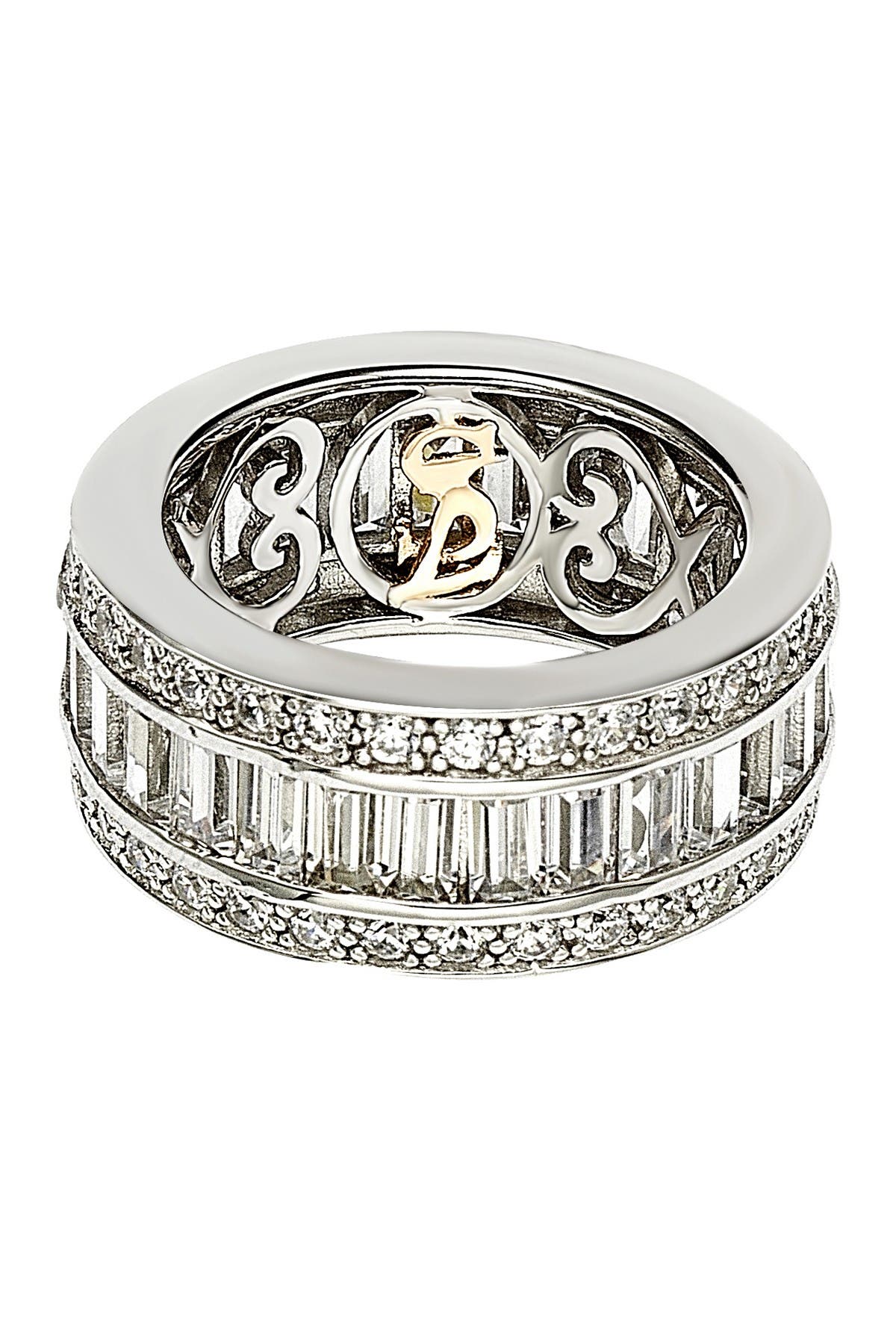 SUZY LEVIAN Sterling Silver White Cubic Zirconia Thick Eternity Band Ring