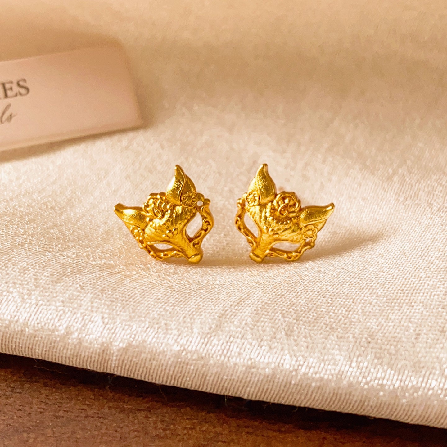 999 Sterling Silver Fox Mask Stud Earrings| Chinese Inspired Jewelry
