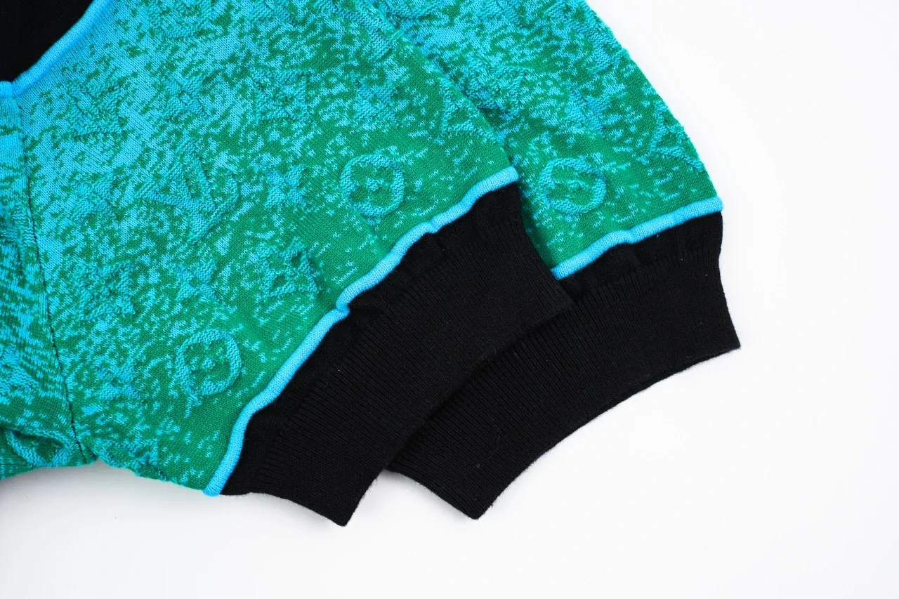 Louis Vuitton Black Green Gradient Monogram Letter Jacquard Polo Shirt product photo from LabelPicks