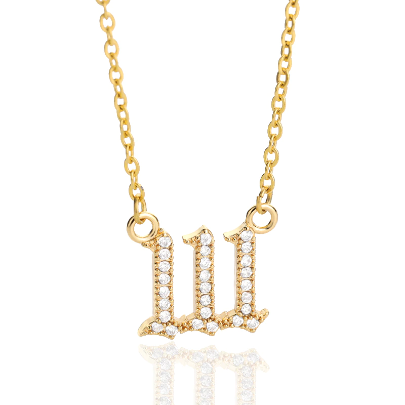 111-999 Angel Number Necklace with Bling Zirconia