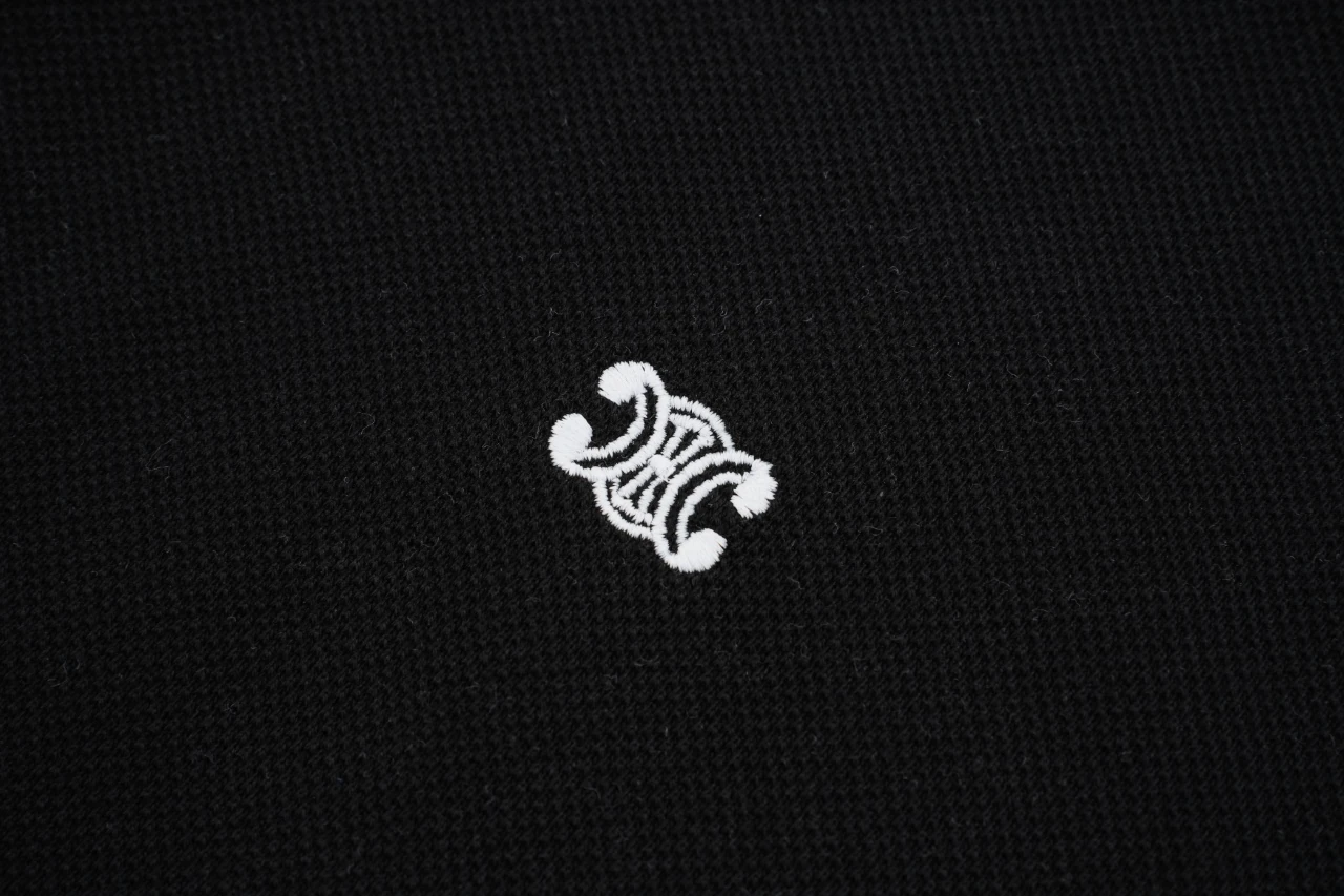 CELINE Black Triomphe Embroidered Polo Shirt product photo from LabelPicks