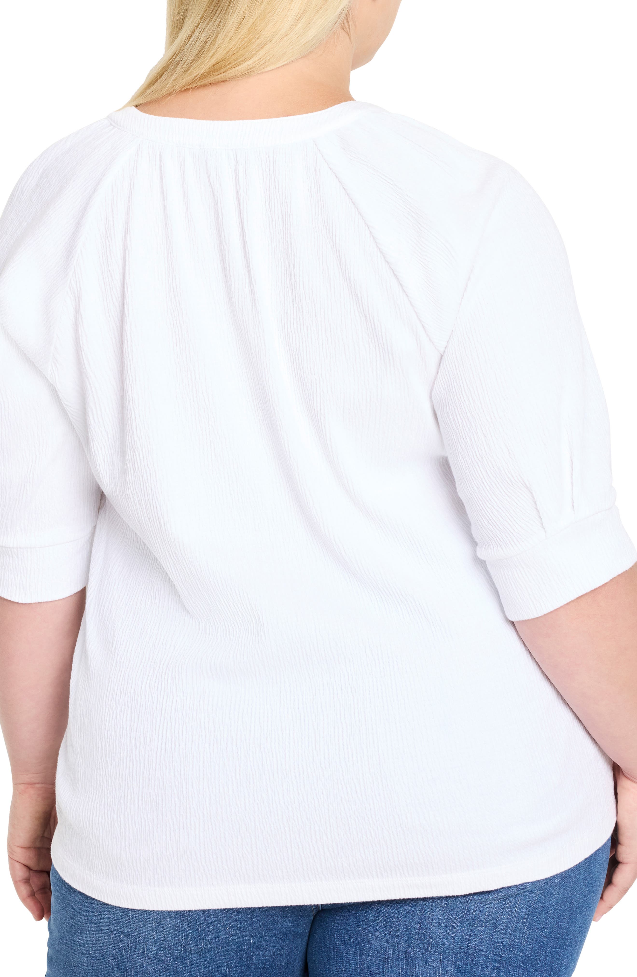NIC+ZOE Elbow Sleeve Split Neck Top