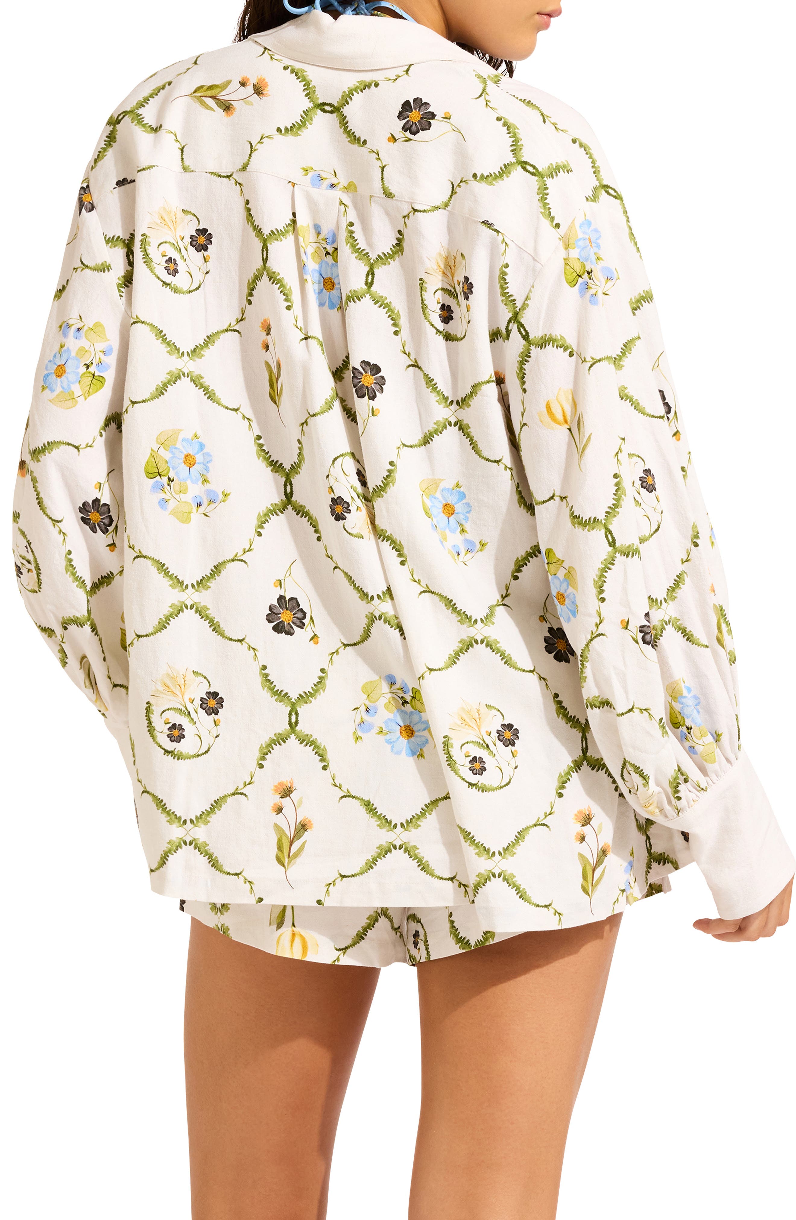 Seafolly Floral Linen Blend Cover-Up Shirt