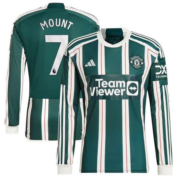 Mason Mount Manchester United adidas 2023/24 Away Long Sleeve Replica Player Jersey - Green/Red