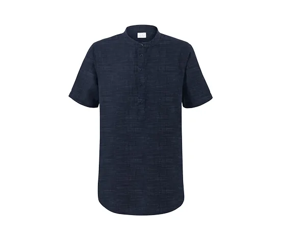 Kurzarmhemd mit Leinen, navy