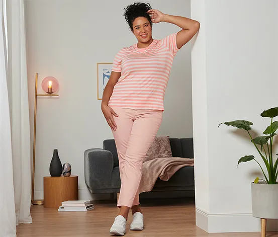 Slimfit-Jeans, roséfarben