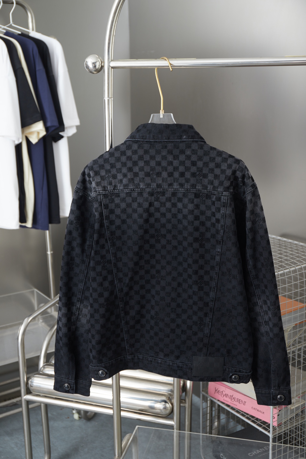 Plaid Print Long Sleeved Denim Jackets