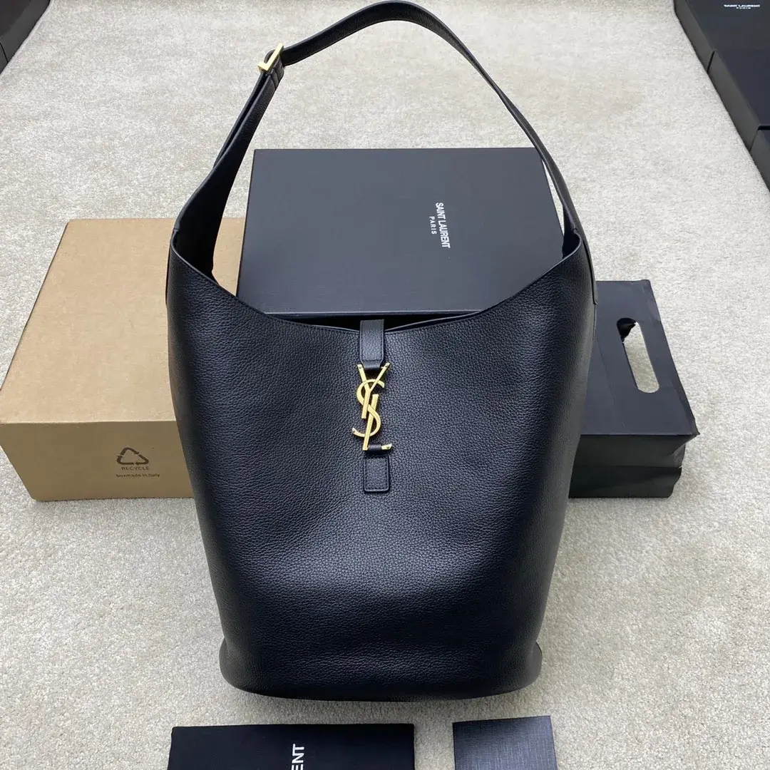 Saint Laurent Le 5 A 7 Black Grained Leather Hobo Bag product photo from LabelPicks
