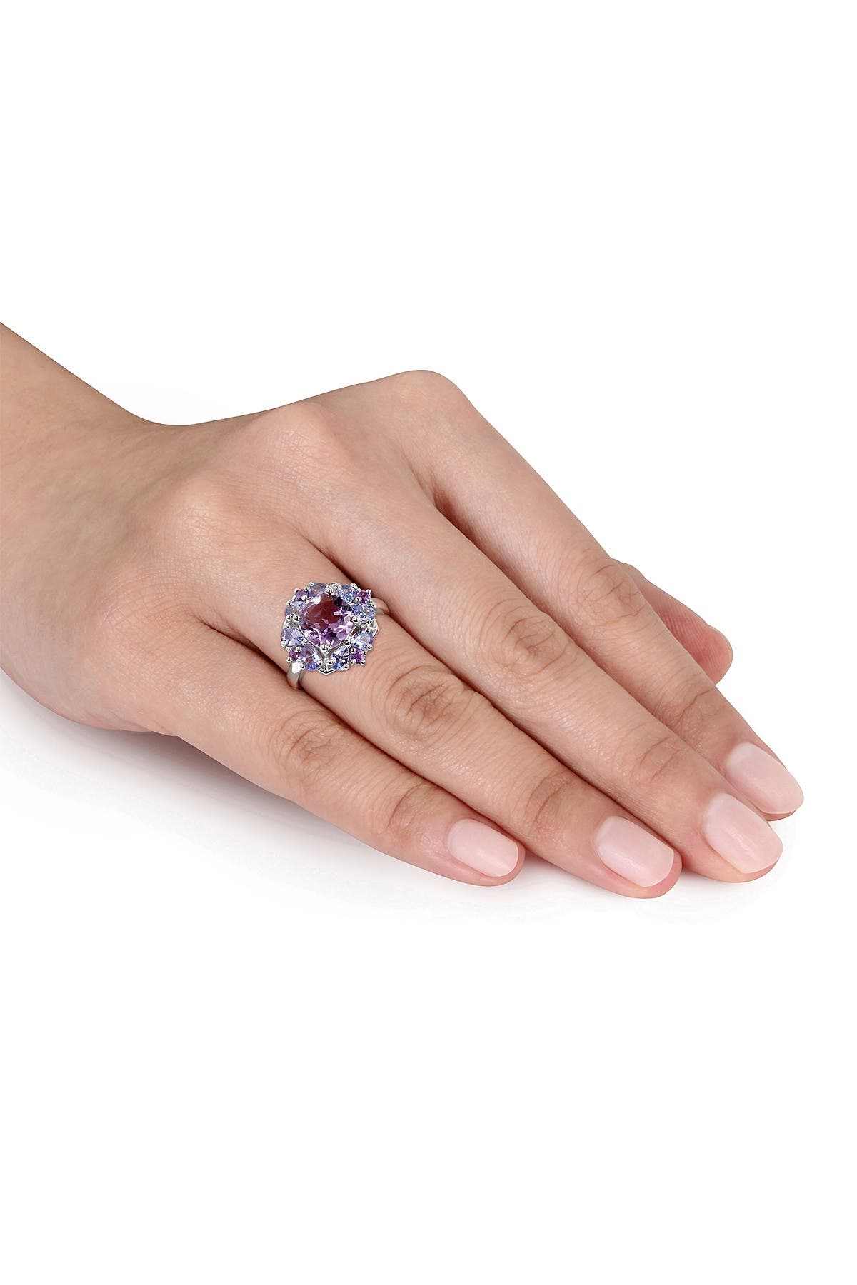 DELMAR Sterling Silver Amethyst Tanzanite Cocktail Ring